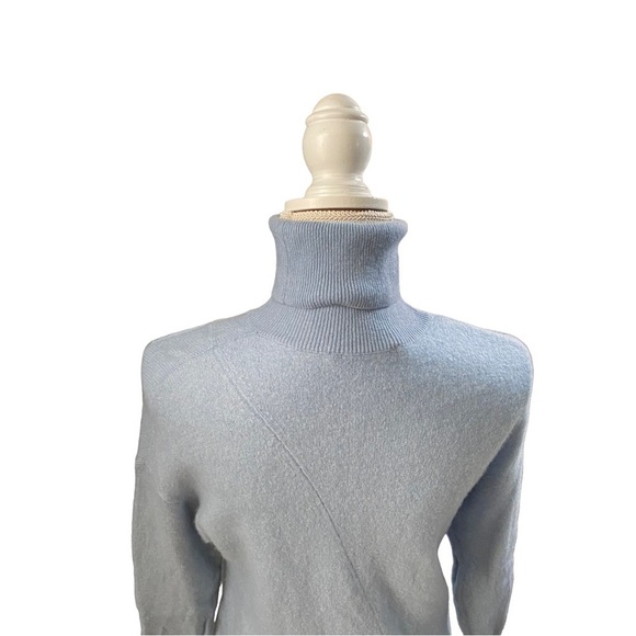 360 Cashmere Women Light Blue Cashmere Turtleneck Sweater Sz M Luxe Soft Warm - Picture 5 of 14
